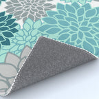 Dahlia Floral Blooms in Teal and Gray Rug Gallery Image 4
