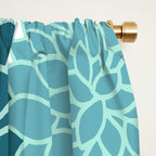Dahlia Floral Blooms in Teal and Gray Window Curtain Gallery Image 2
