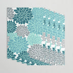 Dahlia Floral Blooms in Teal and Gray Wrapping Paper Gallery Image 3