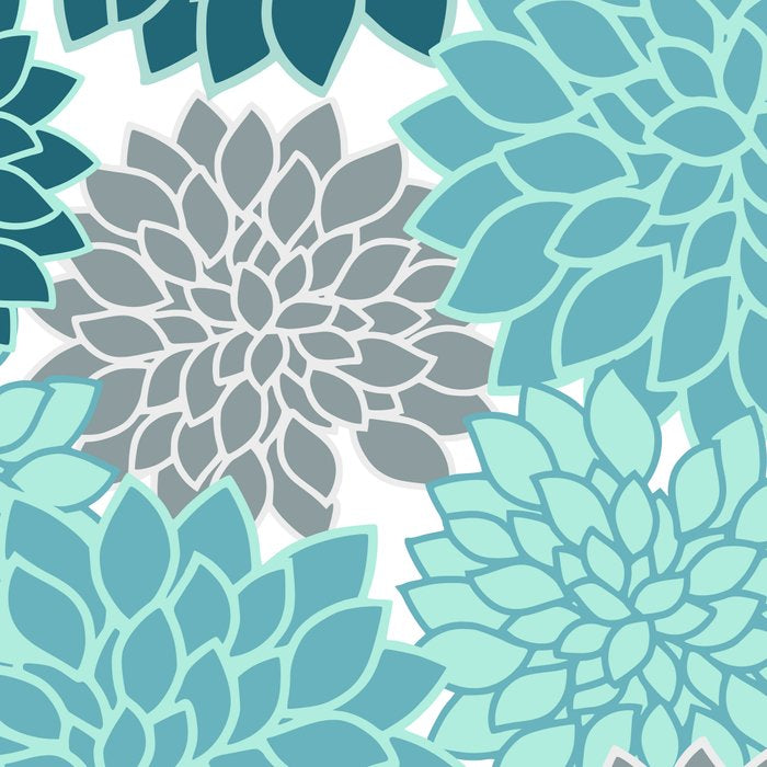 Dahlia Floral Blooms in Teal and Gray Coffee Mug Gallery Image 2