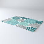 Dahlia Floral Blooms in Teal and Gray Rug Gallery Image 3
