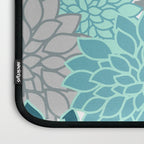 Dahlia Floral Blooms in Teal and Gray Laptop Sleeve Gallery Image 3