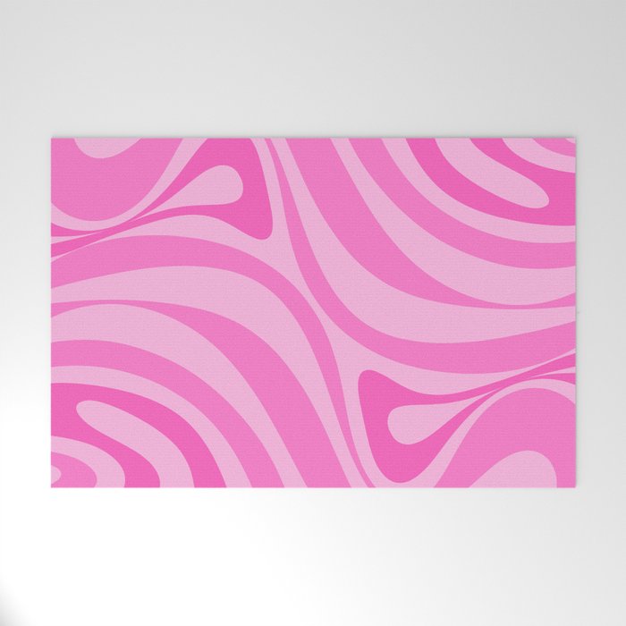 New Groove Retro Swirl Abstract Pattern in Doll Pink Welcome Mat Gallery Image 1