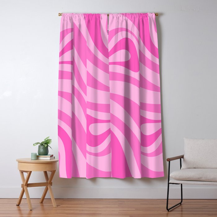New Groove Retro Swirl Abstract Pattern in Doll Pink Window Curtain Gallery Image 5