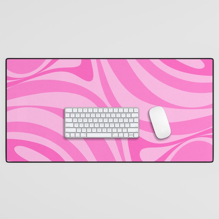 New Groove Retro Swirl Abstract Pattern in Doll Pink Desk Mat Gallery Image 1