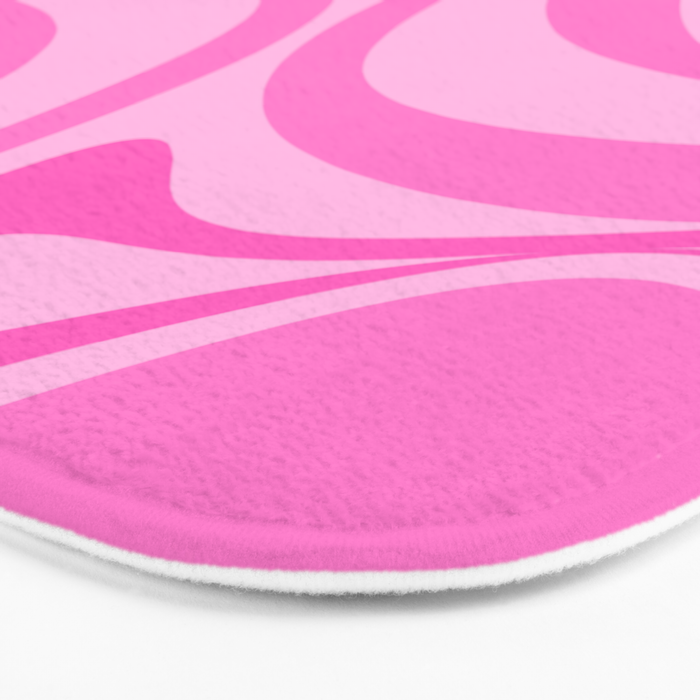 New Groove Retro Swirl Abstract Pattern in Doll Pink Bath Mat Gallery Image 3