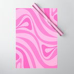 New Groove Retro Swirl Abstract Pattern in Doll Pink Wrapping Paper Gallery Image 1