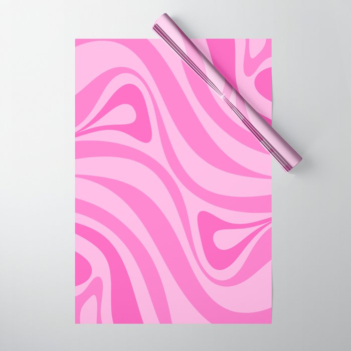 New Groove Retro Swirl Abstract Pattern in Doll Pink Wrapping Paper Gallery Image 1