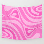 New Groove Retro Swirl Abstract Pattern in Doll Pink Wall Tapestry Gallery Image 4