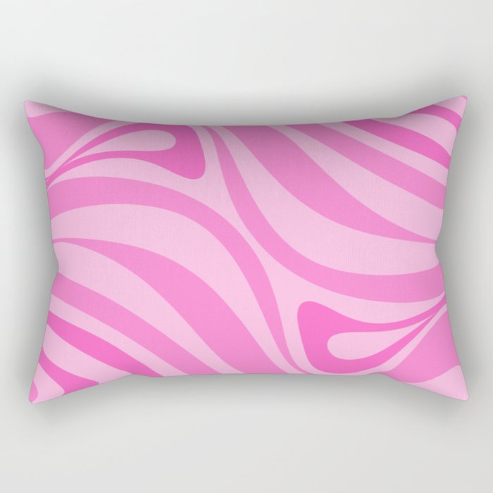 New Groove Retro Swirl Abstract Pattern in Doll Pink Rectangular Pillow Gallery Image 2