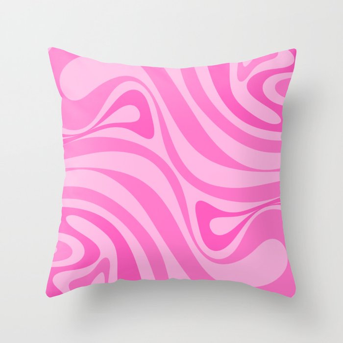 New Groove Retro Swirl Abstract Pattern in Doll Pink Throw Pillow Gallery Image 6