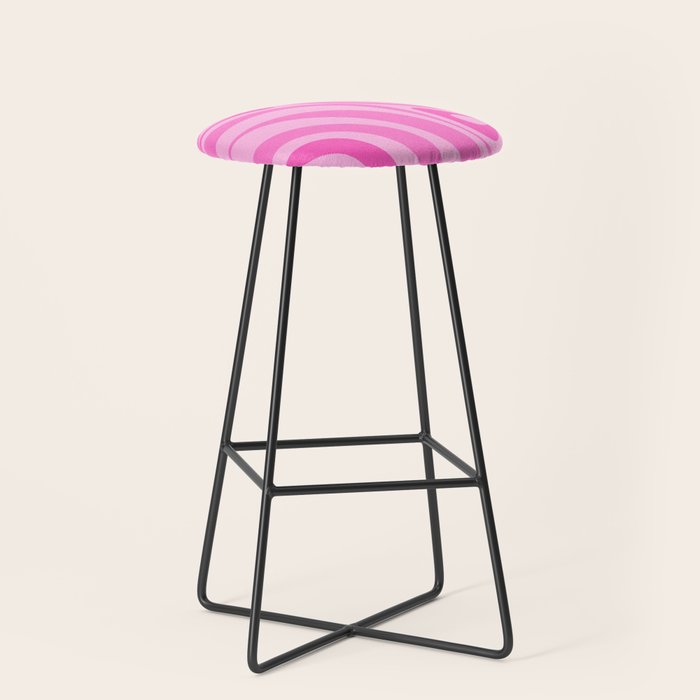New Groove Retro Swirl Abstract Pattern in Doll Pink Stool Gallery Image 1