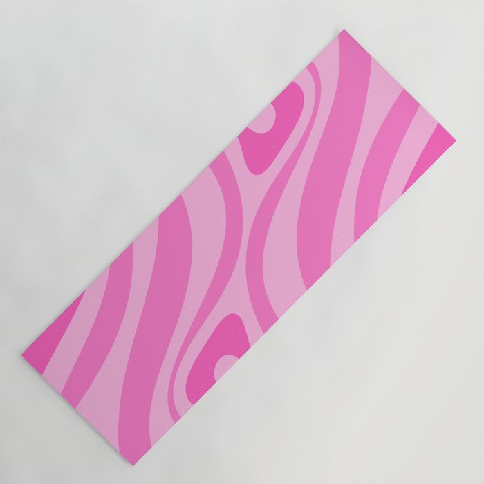 New Groove Retro Swirl Abstract Pattern in Doll Pink Yoga Mat Gallery Image 1
