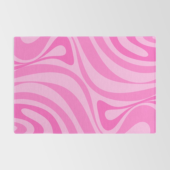 New Groove Retro Swirl Abstract Pattern in Doll Pink Rug Gallery Image 2
