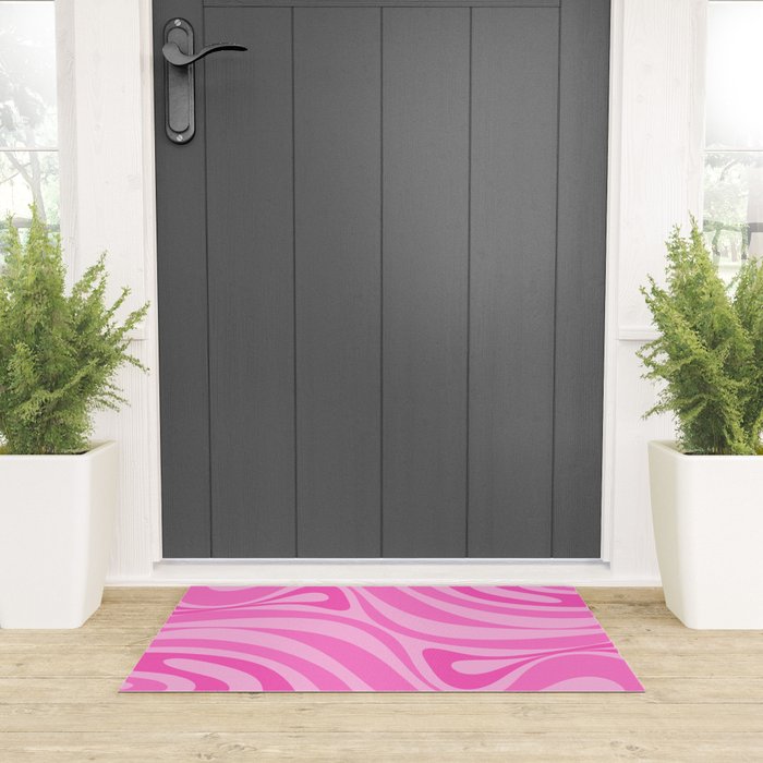 New Groove Retro Swirl Abstract Pattern in Doll Pink Welcome Mat Gallery Image 3