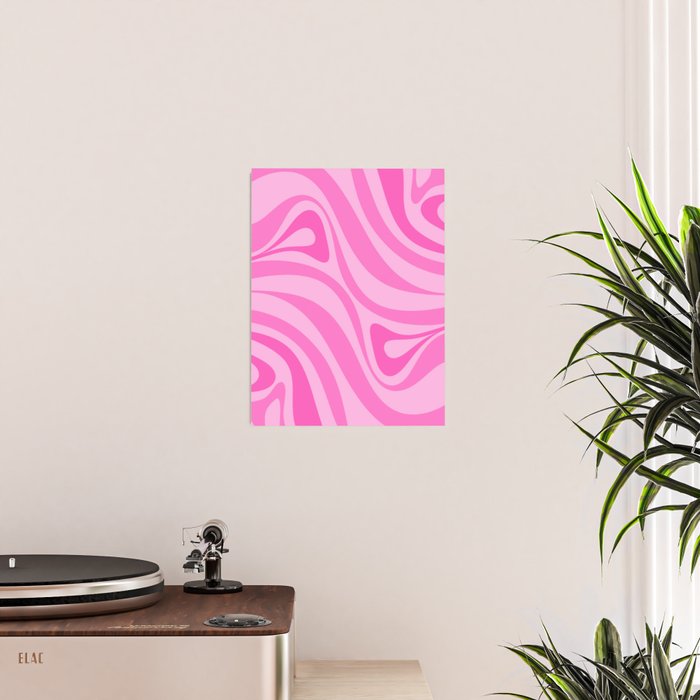 New Groove Retro Swirl Abstract Pattern in Doll Pink Poster Gallery Image 2