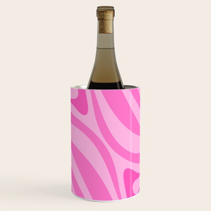 New Groove Retro Swirl Abstract Pattern in Doll Pink Wine Chiller Gallery Image 1