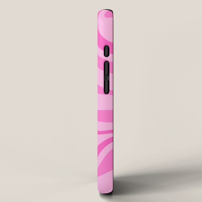 New Groove Retro Swirl Abstract Pattern in Doll Pink iPhone Case Gallery Image 2