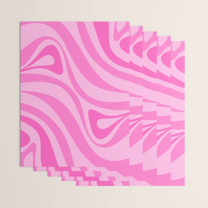 New Groove Retro Swirl Abstract Pattern in Doll Pink Wrapping Paper Gallery Image 3