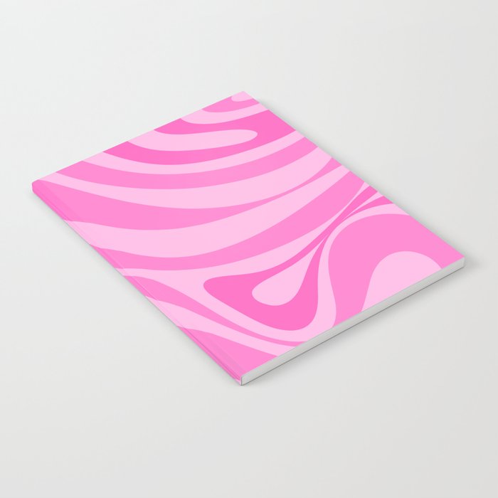 New Groove Retro Swirl Abstract Pattern in Doll Pink Notebook Gallery Image 1