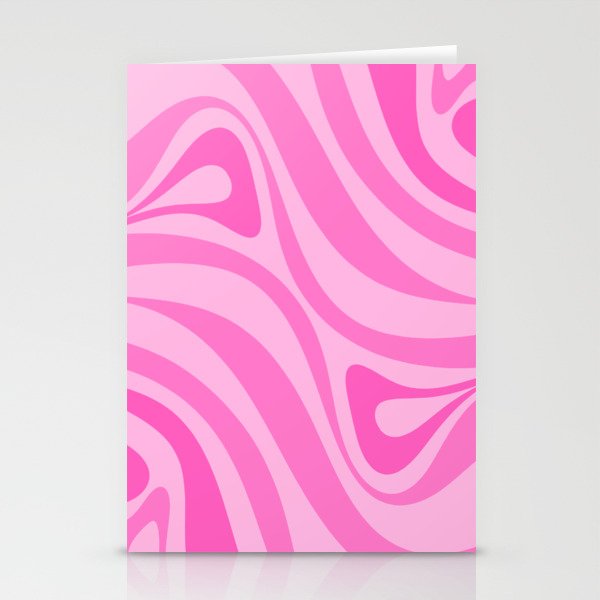New Groove Retro Swirl Abstract Pattern in Doll Pink Stationery Card Gallery Image 1