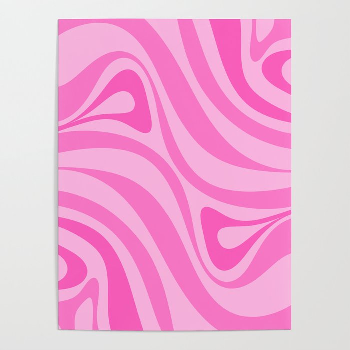 New Groove Retro Swirl Abstract Pattern in Doll Pink Poster Gallery Image 4