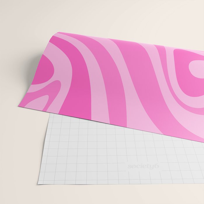New Groove Retro Swirl Abstract Pattern in Doll Pink Wrapping Paper Gallery Image 2