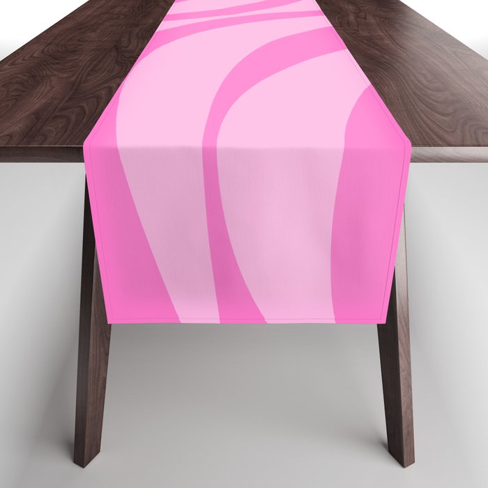 New Groove Retro Swirl Abstract Pattern in Doll Pink Table Runner Gallery Image 1