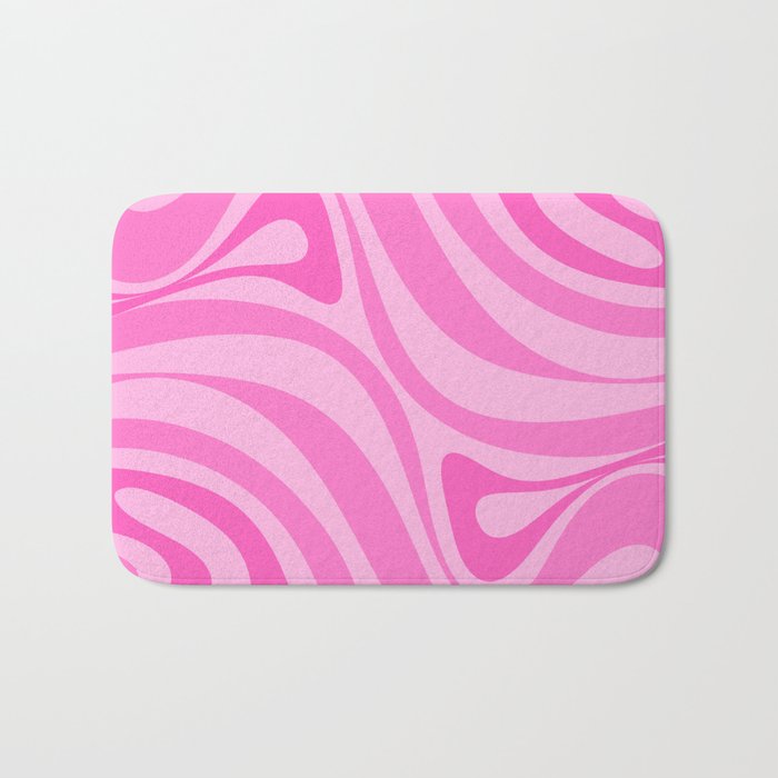 New Groove Retro Swirl Abstract Pattern in Doll Pink Bath Mat Gallery Image 1