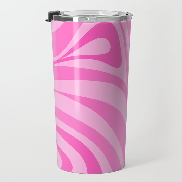 New Groove Retro Swirl Abstract Pattern in Doll Pink Travel Mug Gallery Image 3