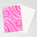 New Groove Retro Swirl Abstract Pattern in Doll Pink Stationery Card Gallery Image 2