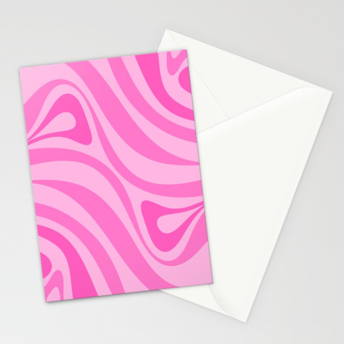 New Groove Retro Swirl Abstract Pattern in Doll Pink Stationery Card Gallery Image 2