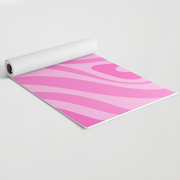 New Groove Retro Swirl Abstract Pattern in Doll Pink Yoga Mat Gallery Image 2