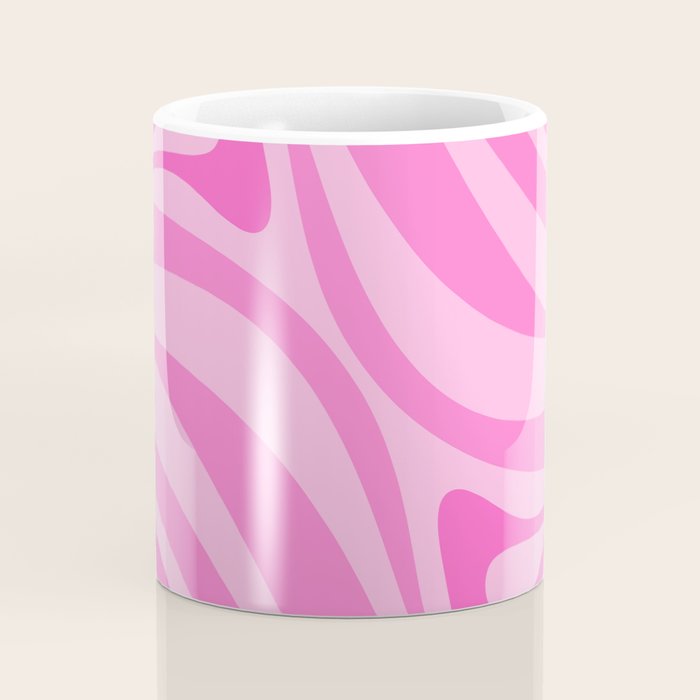 New Groove Retro Swirl Abstract Pattern in Doll Pink Coffee Mug Gallery Image 4