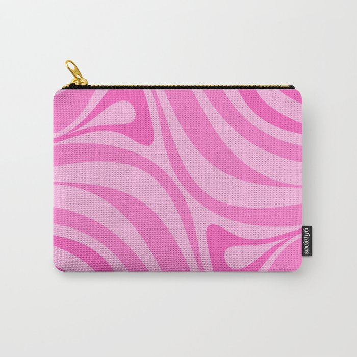 New Groove Retro Swirl Abstract Pattern in Doll Pink Carry All Pouch Gallery Image 1