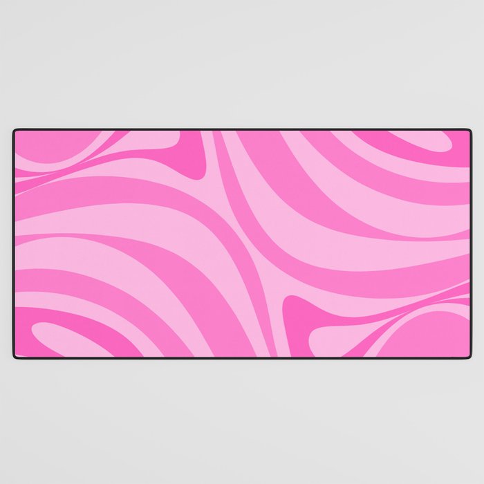 New Groove Retro Swirl Abstract Pattern in Doll Pink Desk Mat Gallery Image 3