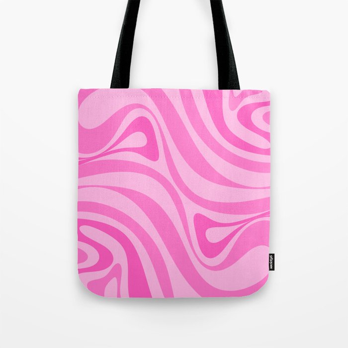 New Groove Retro Swirl Abstract Pattern in Doll Pink Tote Bag Gallery Image 1