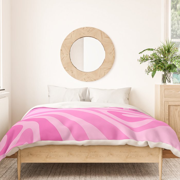 New Groove Retro Swirl Abstract Pattern in Doll Pink Duvet Cover Gallery Image 3
