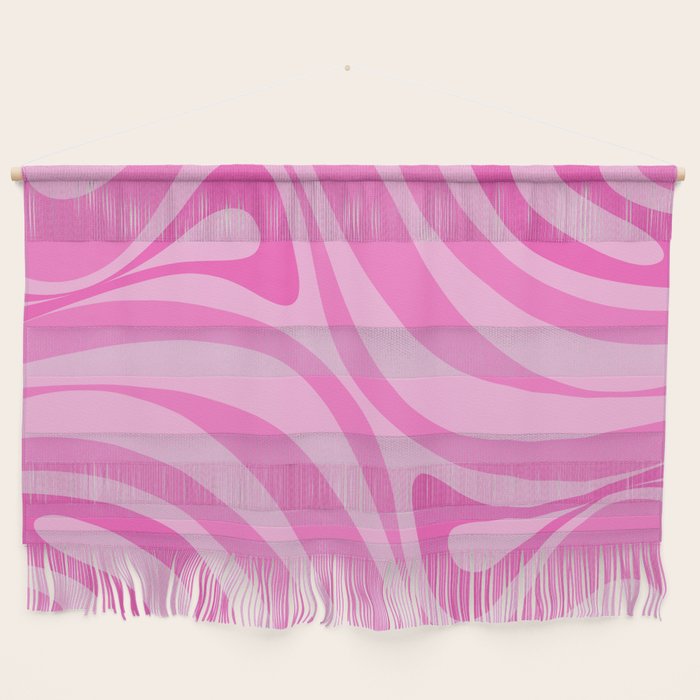 New Groove Retro Swirl Abstract Pattern in Doll Pink Wall Hanging Gallery Image 1