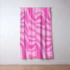 New Groove Retro Swirl Abstract Pattern in Doll Pink Window Curtain Gallery Image 3