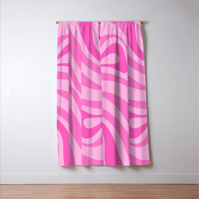 New Groove Retro Swirl Abstract Pattern in Doll Pink Window Curtain Gallery Image 3