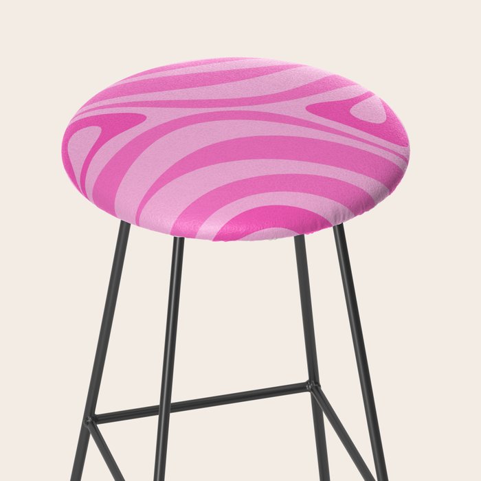 New Groove Retro Swirl Abstract Pattern in Doll Pink Stool Gallery Image 2