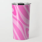 New Groove Retro Swirl Abstract Pattern in Doll Pink Travel Mug Gallery Image 1