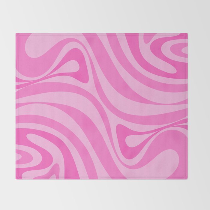 New Groove Retro Swirl Abstract Pattern in Doll Pink Throw Blanket Gallery Image 2