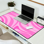 New Groove Retro Swirl Abstract Pattern in Doll Pink Desk Mat Gallery Image 2