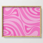 New Groove Retro Swirl Abstract Pattern in Doll Pink Serving Tray Gallery Image 1