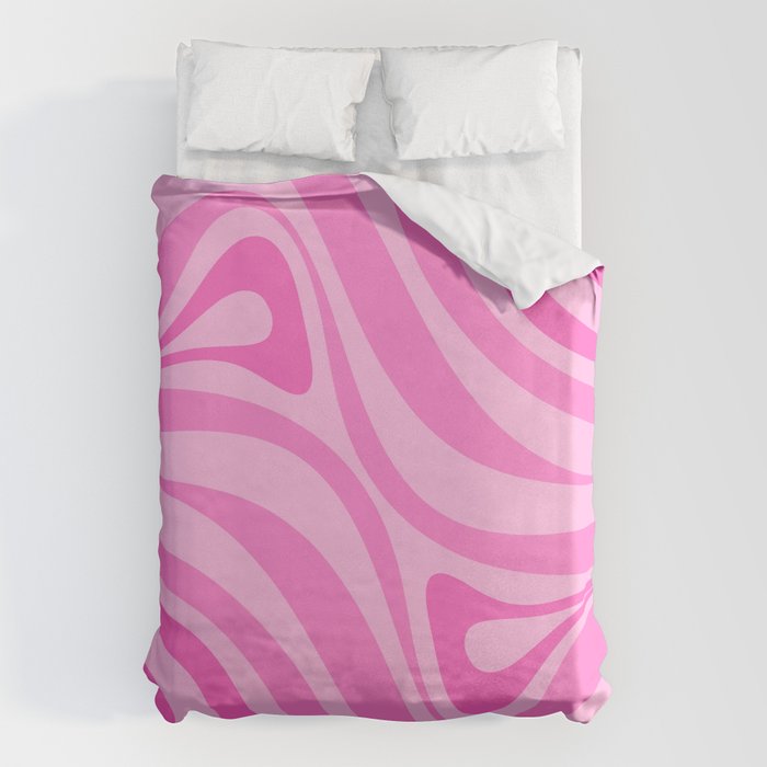 New Groove Retro Swirl Abstract Pattern in Doll Pink Duvet Cover Gallery Image 1
