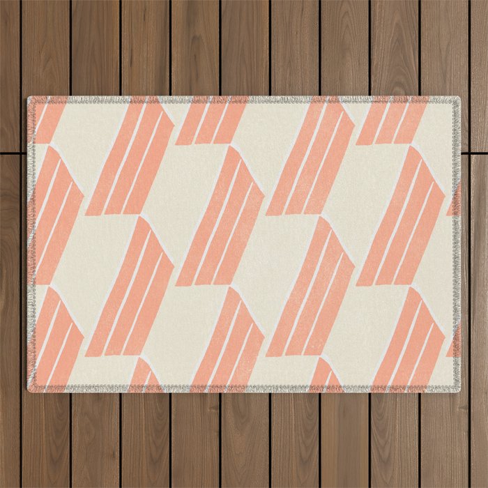 minimalist series: pink hex tiles Outdoor Rug Gallery Image 1