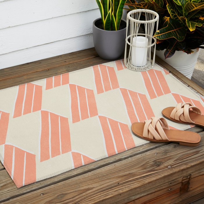 minimalist series: pink hex tiles Outdoor Rug Gallery Image 2