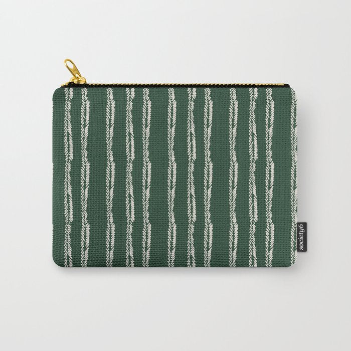 Emerald Herringbone Stripes Carry All Pouch Gallery Image 1